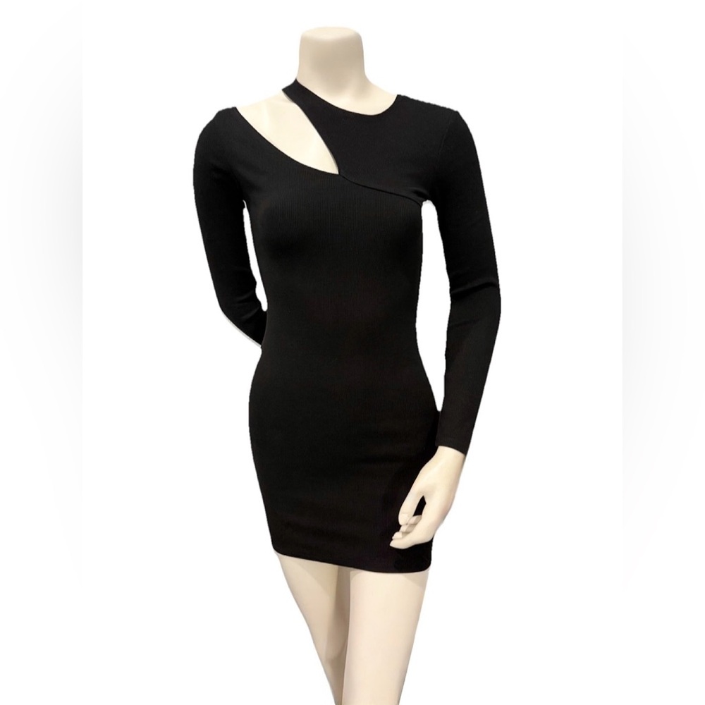 Forever 21 Black Cutout Long Sleeve Bodycon Mini Dress Size S